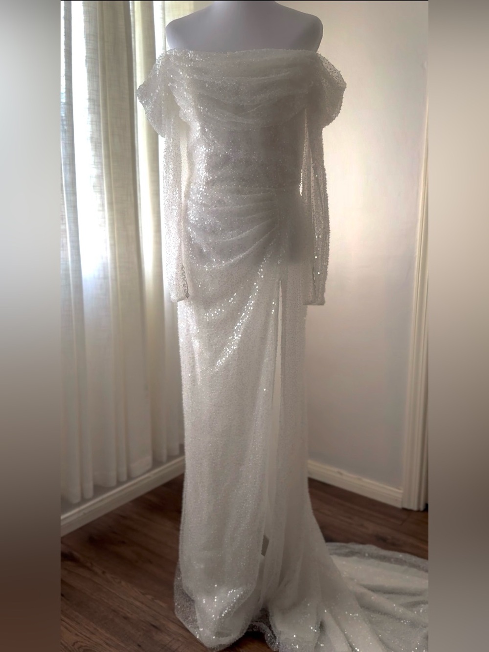 LaPremiere x Inbal Dror ISABELLE Sequin Wedding Dress Gown Size 12